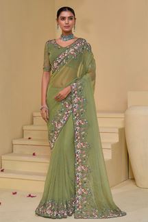 Picture of Irresistible Banarasi Tuscany Designer Saree for Engagement, Reception, Party, and Mehendi