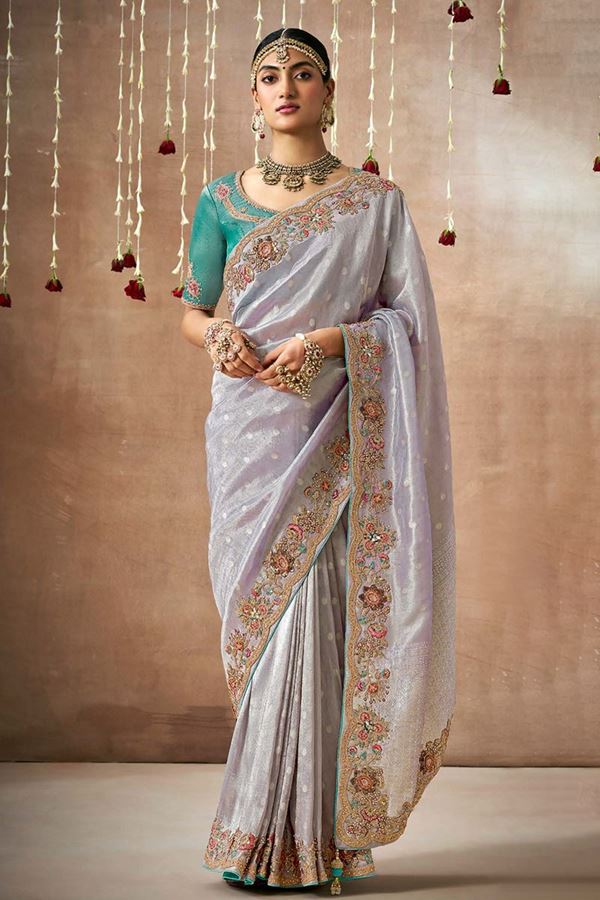 Picture of Artistic Tissue Dola Silk Designer Saree for Engagement, Reception, Party, and Festivals