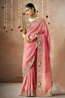 Picture of Heavenly Tissue Dola Silk Designer Saree for Wedding, Reception, Party, and Festivals