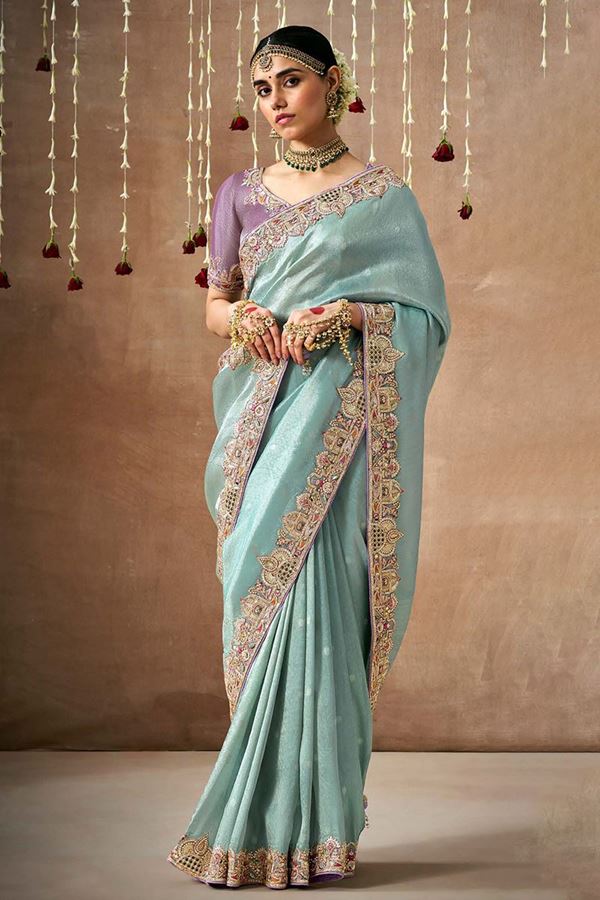 Picture of Impressive Tissue Dola Silk Designer Saree for Engagement, Party, and Festivals