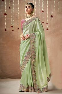 Picture of Gorgeous Tissue Dola Silk Designer Saree for Engagement, Reception, Party, and Festivals