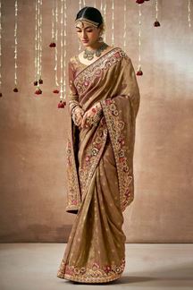 Picture of Divine Tissue Dola Silk Designer Saree for Wedding, Reception, Party, and Festivals