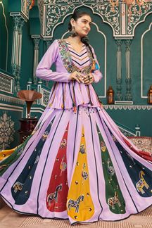 Picture of Ethnic Lavender Designer Indo-Western Navratri Lehenga Choli for Garba Raas 