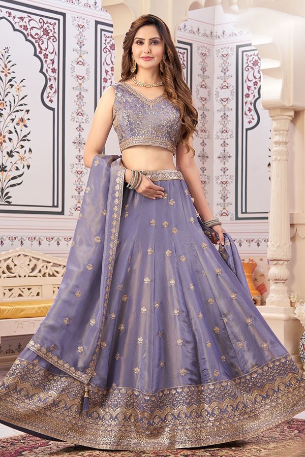 Picture of Surreal Purple Designer Indo-Western Lehenga Choli for Engagement and Reception