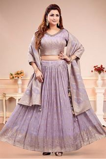 Picture of Divine Lavender Designer Indo-Western Lehenga Choli for Engagement and Reception