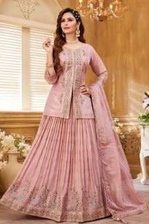 Picture of Glorious Light Pink Designer Indo-Western Lehenga Choli for Engagement and Reception