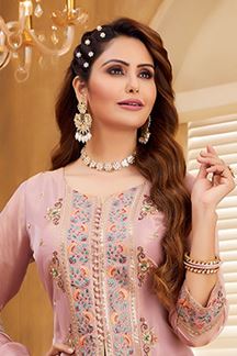 Picture of Glorious Light Pink Designer Indo-Western Lehenga Choli for Engagement and Reception