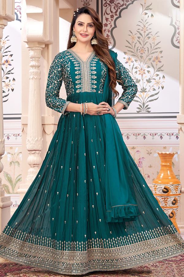 Picture of Irresistible Rama Georgette Designer Anarkali Suit for Wedding, Reception, Party and Festivals