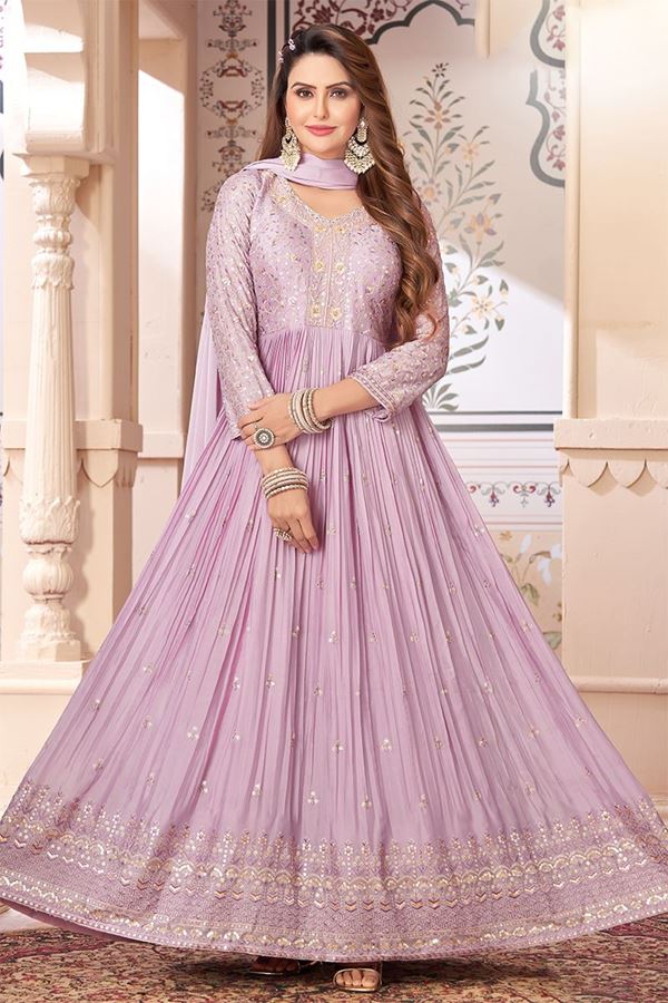 Picture of Charming Lavender Georgette Designer Anarkali Suit for Engagement, Party and Festivals