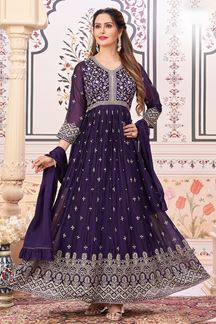 Picture of Trendy Purple Georgette Designer Anarkali Suit for Wedding, Party, and Festivals