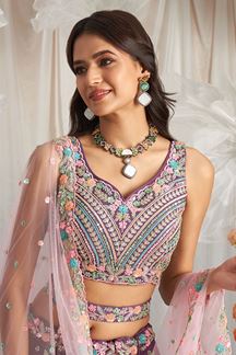 Picture of Classy Purple Designer Indo-Western Lehenga Choli for Wedding, Engagement, Reception, Party, and Festivals