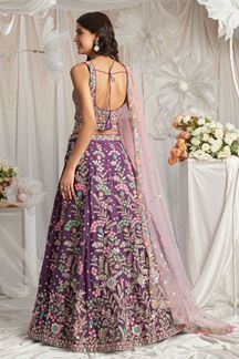 Picture of Classy Purple Designer Indo-Western Lehenga Choli for Wedding, Engagement, Reception, Party, and Festivals