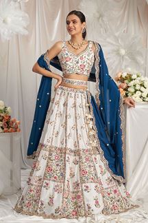 Picture of Surreal Cream Designer Indo-Western Lehenga Choli for Engagement, Reception, Party, and Festivals