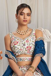 Picture of Surreal Cream Designer Indo-Western Lehenga Choli for Engagement, Reception, Party, and Festivals