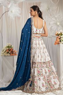 Picture of Surreal Cream Designer Indo-Western Lehenga Choli for Engagement, Reception, Party, and Festivals