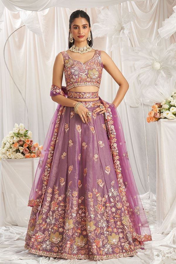 Picture of Royal Lavender Designer Indo-Western Lehenga Choli for Wedding, Engagement, Reception, Party, and Festivals