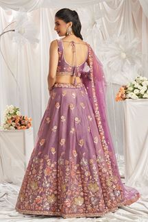 Picture of Royal Lavender Designer Indo-Western Lehenga Choli for Wedding, Engagement, Reception, Party, and Festivals