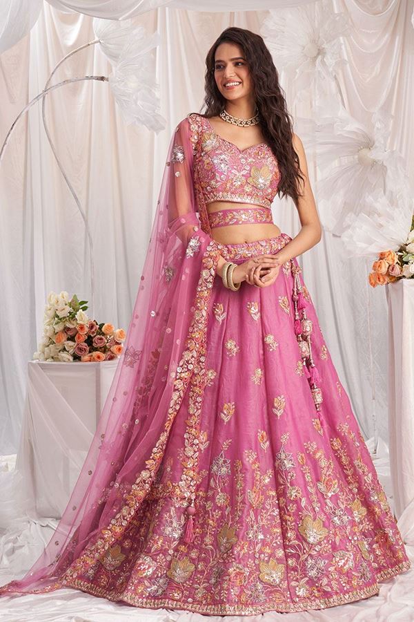 Picture of Enticing Pink Designer Indo-Western Lehenga Choli for Wedding, Engagement, Reception, Party, and Festivals