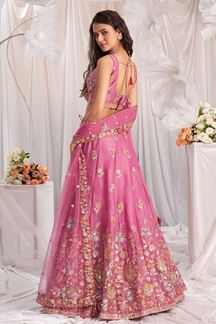 Picture of Enticing Pink Designer Indo-Western Lehenga Choli for Wedding, Engagement, Reception, Party, and Festivals