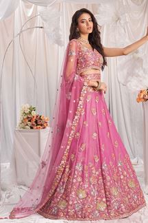 Picture of Enticing Pink Designer Indo-Western Lehenga Choli for Wedding, Engagement, Reception, Party, and Festivals