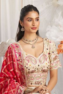 Picture of Irresistible Cream Designer Lehenga Choli for Wedding, Engagement, Reception, Party, and Festivals