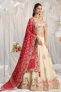 Picture of Irresistible Cream Designer Lehenga Choli for Wedding, Engagement, Reception, Party, and Festivals