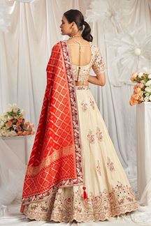 Picture of Delightful Cream Designer Lehenga Choli for Wedding, Engagement, Reception, Party, and Festivals