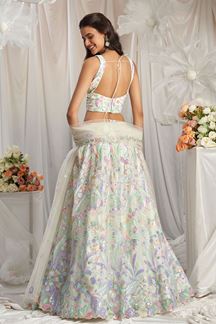 Picture of Stunning Cream Designer Indo-Western Lehenga Choli for Engagement, Reception, Party, and Festivals