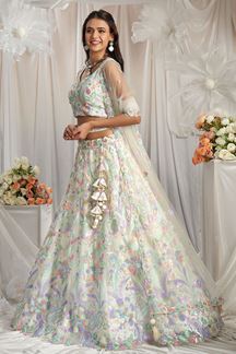 Picture of Stunning Cream Designer Indo-Western Lehenga Choli for Engagement, Reception, Party, and Festivals