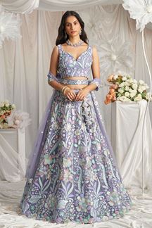 Picture of Charming Mauve Designer Indo-Western Lehenga Choli for Engagement, Reception, Party, and Festivals