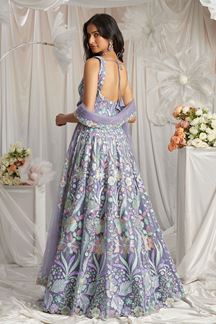 Picture of Charming Mauve Designer Indo-Western Lehenga Choli for Engagement, Reception, Party, and Festivals