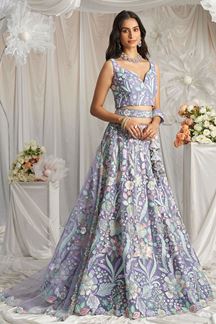 Picture of Charming Mauve Designer Indo-Western Lehenga Choli for Engagement, Reception, Party, and Festivals