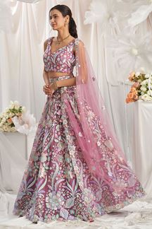 Picture of Exuberant Rose Gold Designer Indo-Western Lehenga Choli for Engagement, Reception, Party, and Festivals