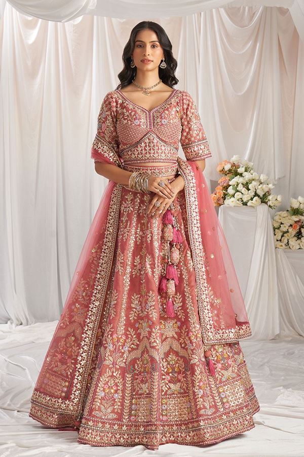 Picture of Trendy Rose Gold Designer Bridal Lehenga Choli for Wedding, Engagement, Reception, Party, and Festivals