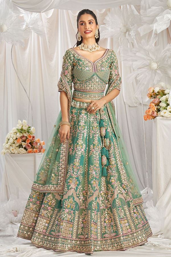 Picture of Appealing Sea Green Designer Bridal Lehenga Choli for Wedding, Engagement, Reception, Party, and Festivals