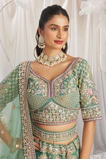 Picture of Appealing Sea Green Designer Bridal Lehenga Choli for Wedding, Engagement, Reception, Party, and Festivals