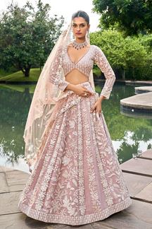 Picture of Flawless Nude Designer Indo-Western Lehenga Choli for Engagement, Reception, Party, and Festivals