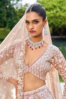 Picture of Flawless Nude Designer Indo-Western Lehenga Choli for Engagement, Reception, Party, and Festivals