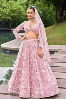 Picture of Divine Pink Designer Indo-Western Lehenga Choli for Engagement, Reception, Party, and Festivals