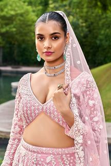 Picture of Divine Pink Designer Indo-Western Lehenga Choli for Engagement, Reception, Party, and Festivals