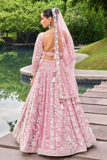 Picture of Divine Pink Designer Indo-Western Lehenga Choli for Engagement, Reception, Party, and Festivals