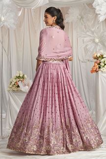 Picture of Gorgeous Lavender Designer Indo-Western Lehenga Choli for Engagement, Reception, Party, and Festivals