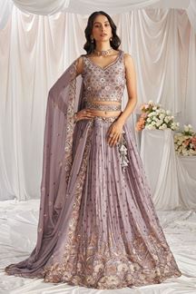 Picture of Impressive Mauve Designer Indo-Western Lehenga Choli for Engagement, Reception, Party, and Festivals