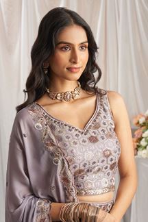 Picture of Impressive Mauve Designer Indo-Western Lehenga Choli for Engagement, Reception, Party, and Festivals