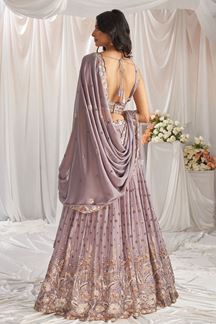 Picture of Impressive Mauve Designer Indo-Western Lehenga Choli for Engagement, Reception, Party, and Festivals