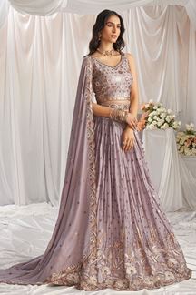 Picture of Impressive Mauve Designer Indo-Western Lehenga Choli for Engagement, Reception, Party, and Festivals