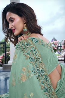 Picture of Magnificent Blend of Pure Viscose Tissue Jacquard and Viscose Organza Designer Saree for Wedding, Engagement, Reception, Party, and Festivals