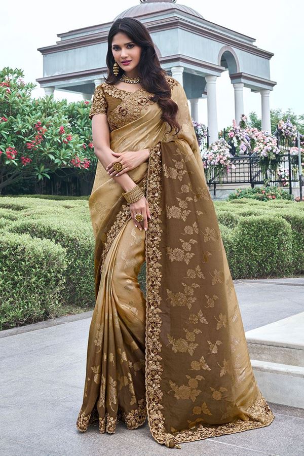 Picture of Heavenly Pure Viscose Tissue Jacquard Designer Saree for Wedding, Engagement, Reception, Party, and Festivals