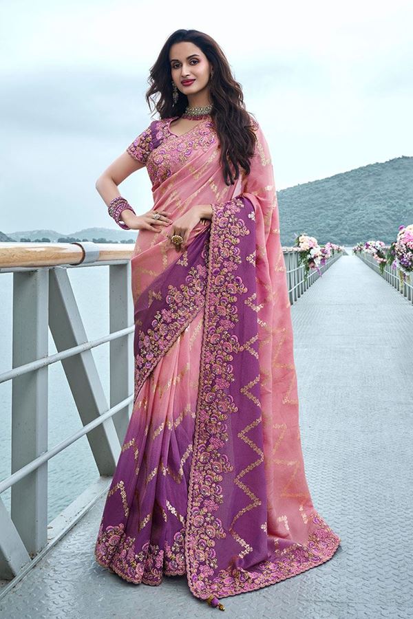 Picture of Impressive Pure Viscose Tissue Jacquard Designer Saree for Wedding, Engagement, Reception, Party, and Festivals