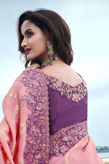 Picture of Impressive Pure Viscose Tissue Jacquard Designer Saree for Wedding, Engagement, Reception, Party, and Festivals